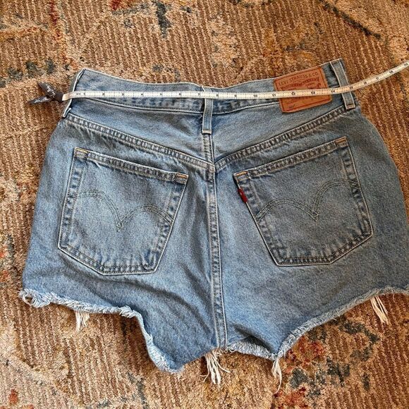 Levi's Blue Distressed Jean Shorts - Picture 6 of 7